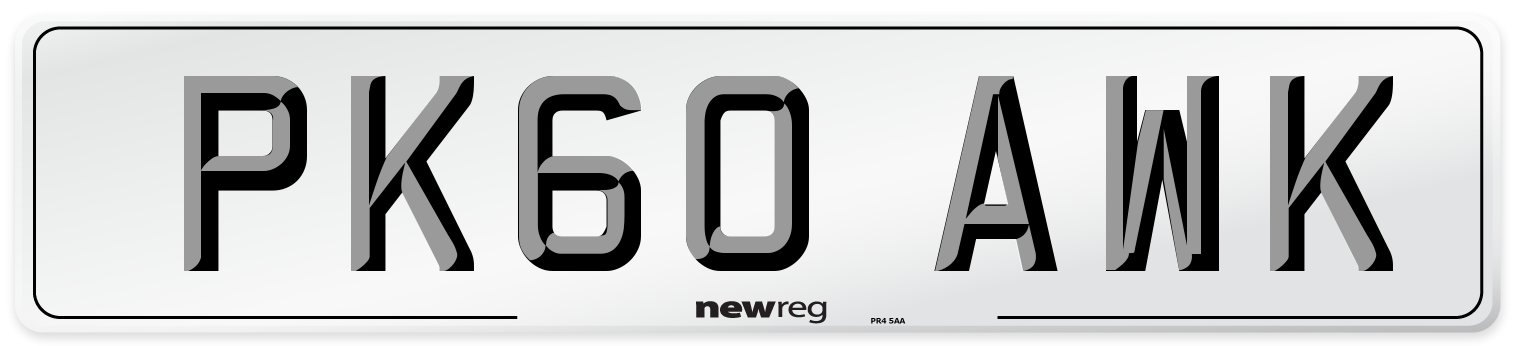 PK60 AWK Number Plate from New Reg